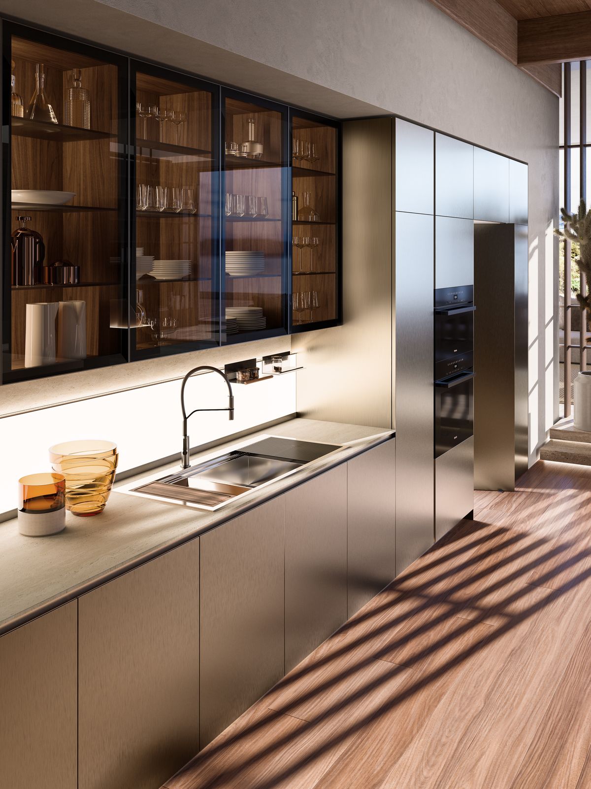 Vitrine et plan de travail de cuisine